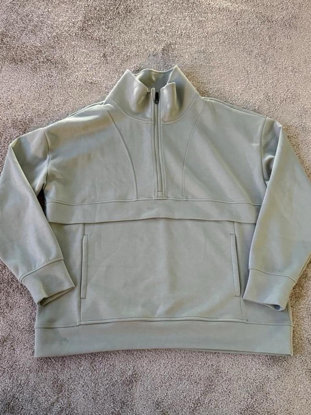 Gaiam Half Zip Pullover Sweatshirt Sage Green Womens XL Mock Neck Pockets